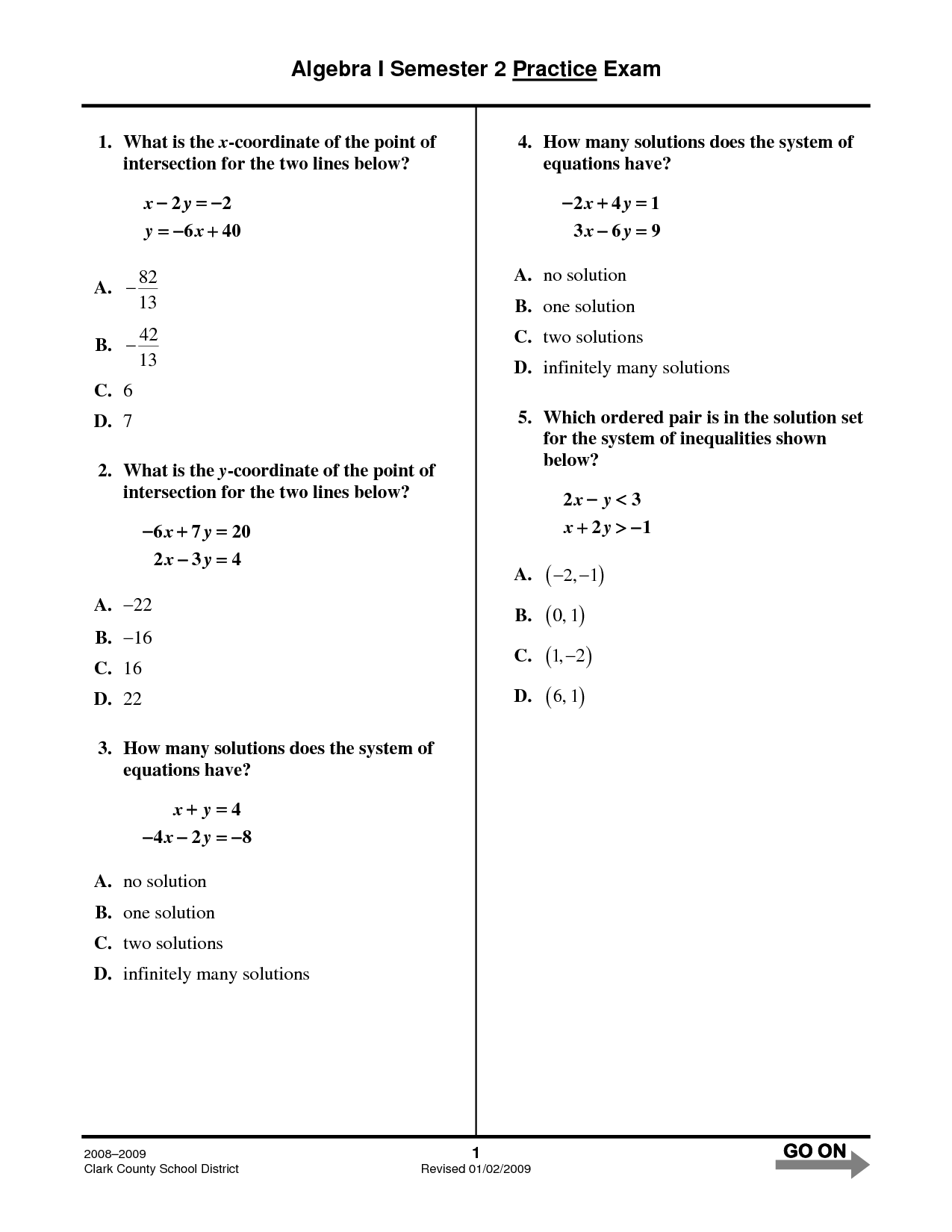 Worksheet with No Solution Equations Image