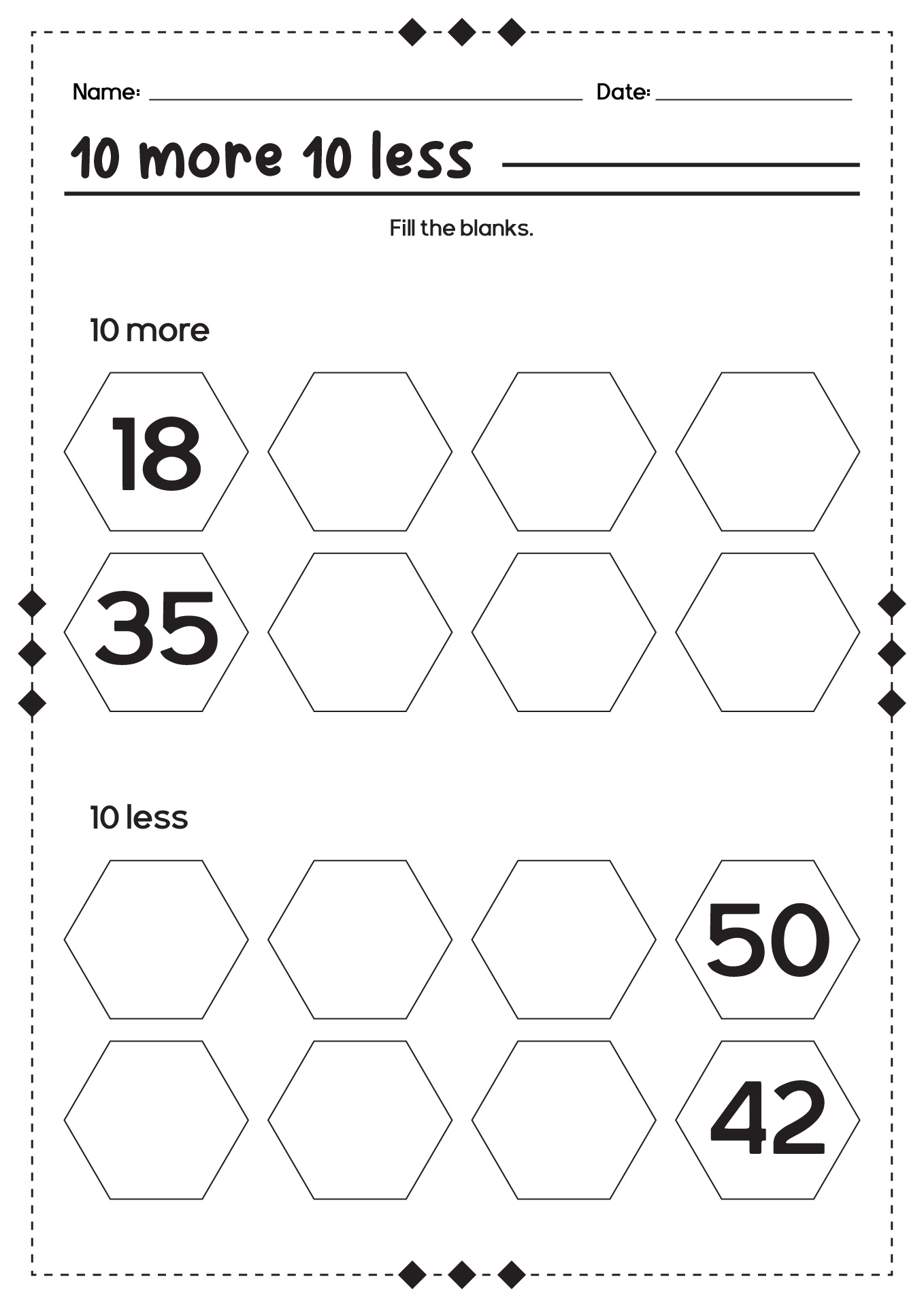 15 Best Images of 10 More Or Less Worksheets - 10 More 10% ...