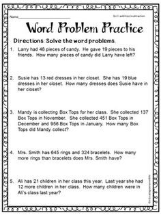 3rd Grade Math Subtraction Word Problems Image