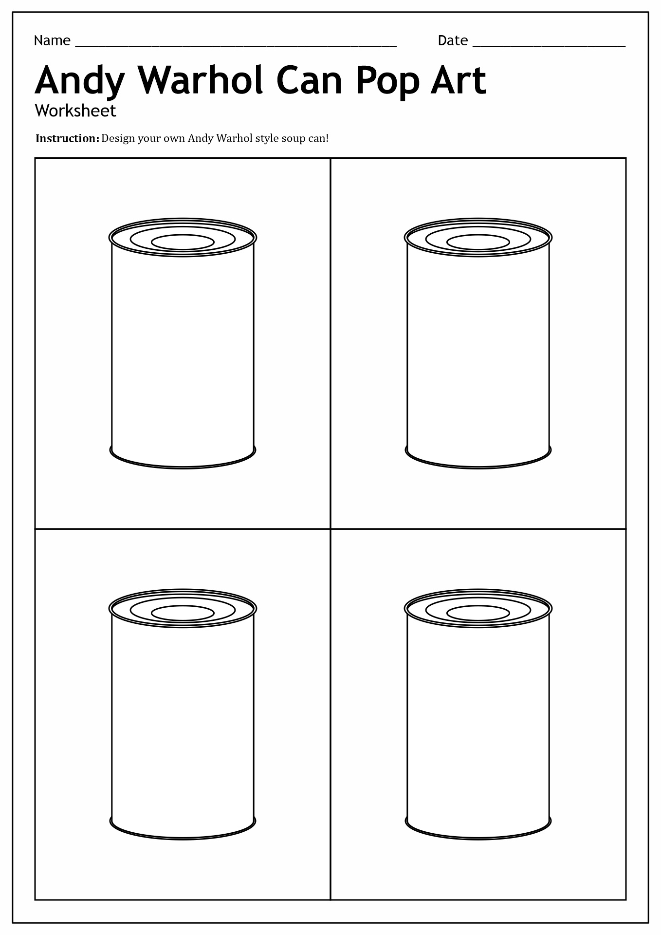 14 Pop Art Worksheet Worksheeto