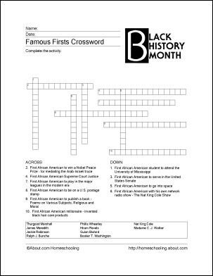 Black History Crossword Puzzle Printable Image