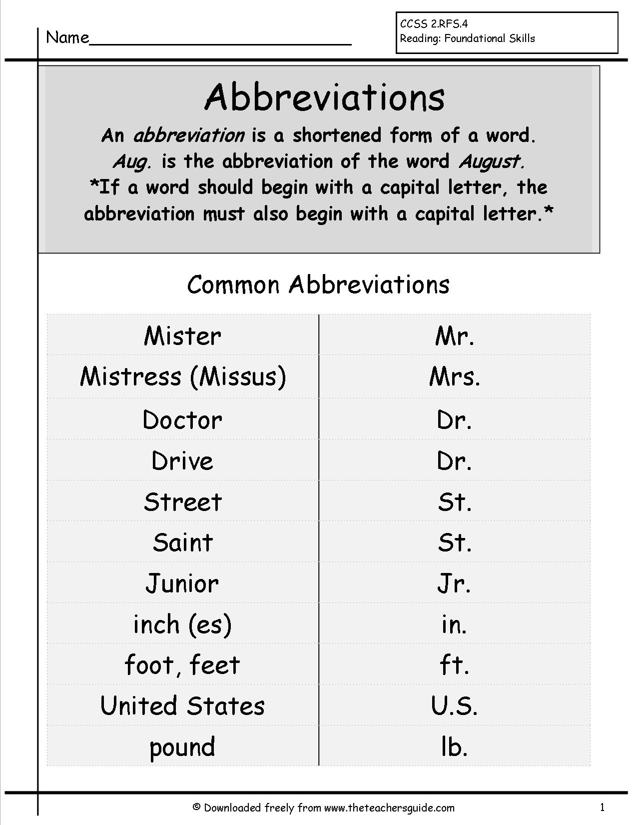 assignment word abbreviation