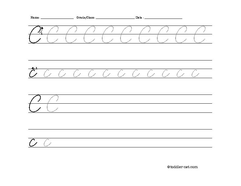 Cursive Writing Worksheets Letter C Image