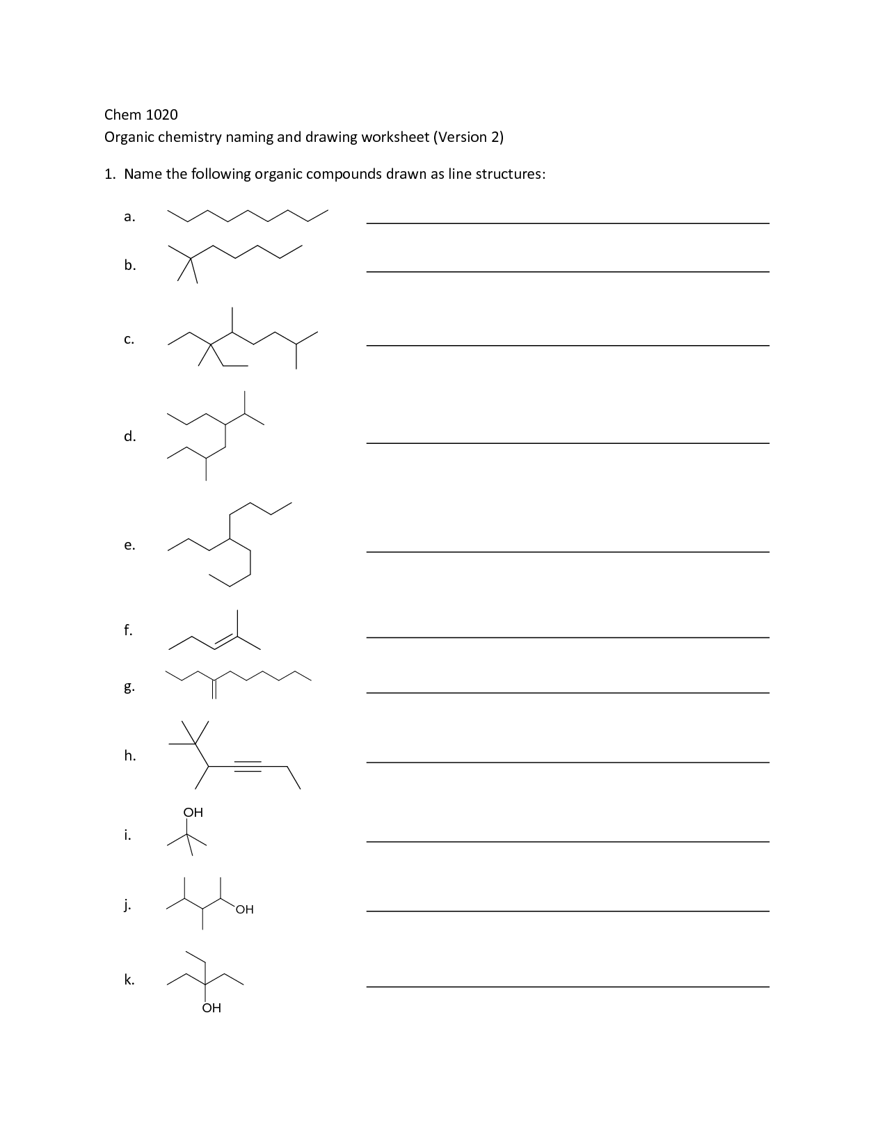 organic compounds assignment and quiz