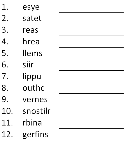 Free Printable Unscramble Word Worksheets
