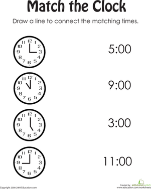 Kindergarten Clock Worksheets Image
