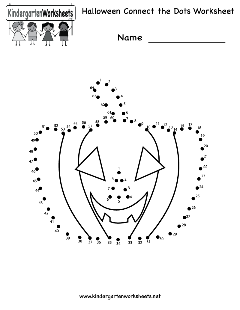Kindergarten Halloween Connect the Dots Worksheets Image