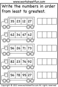 Ordering Numbers Least to Greatest Worksheets