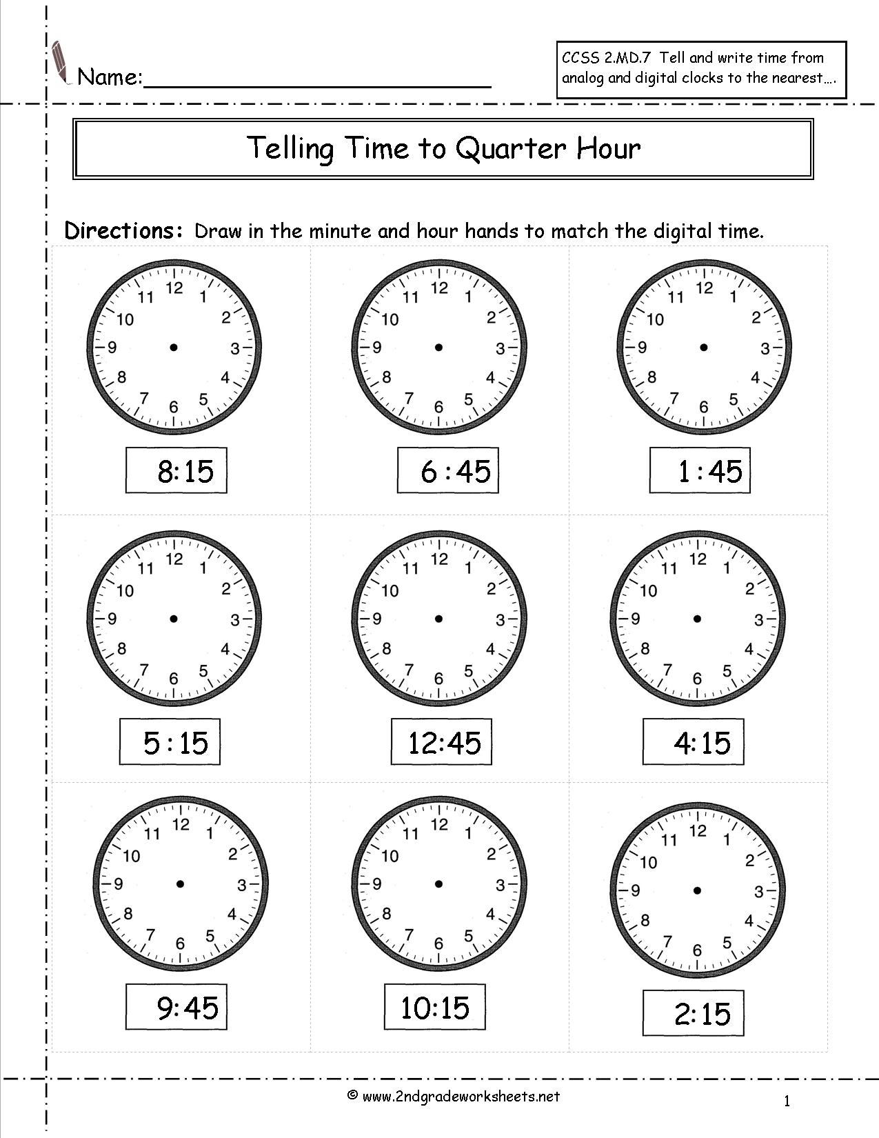 Telling Time Worksheets Grade 5 Image