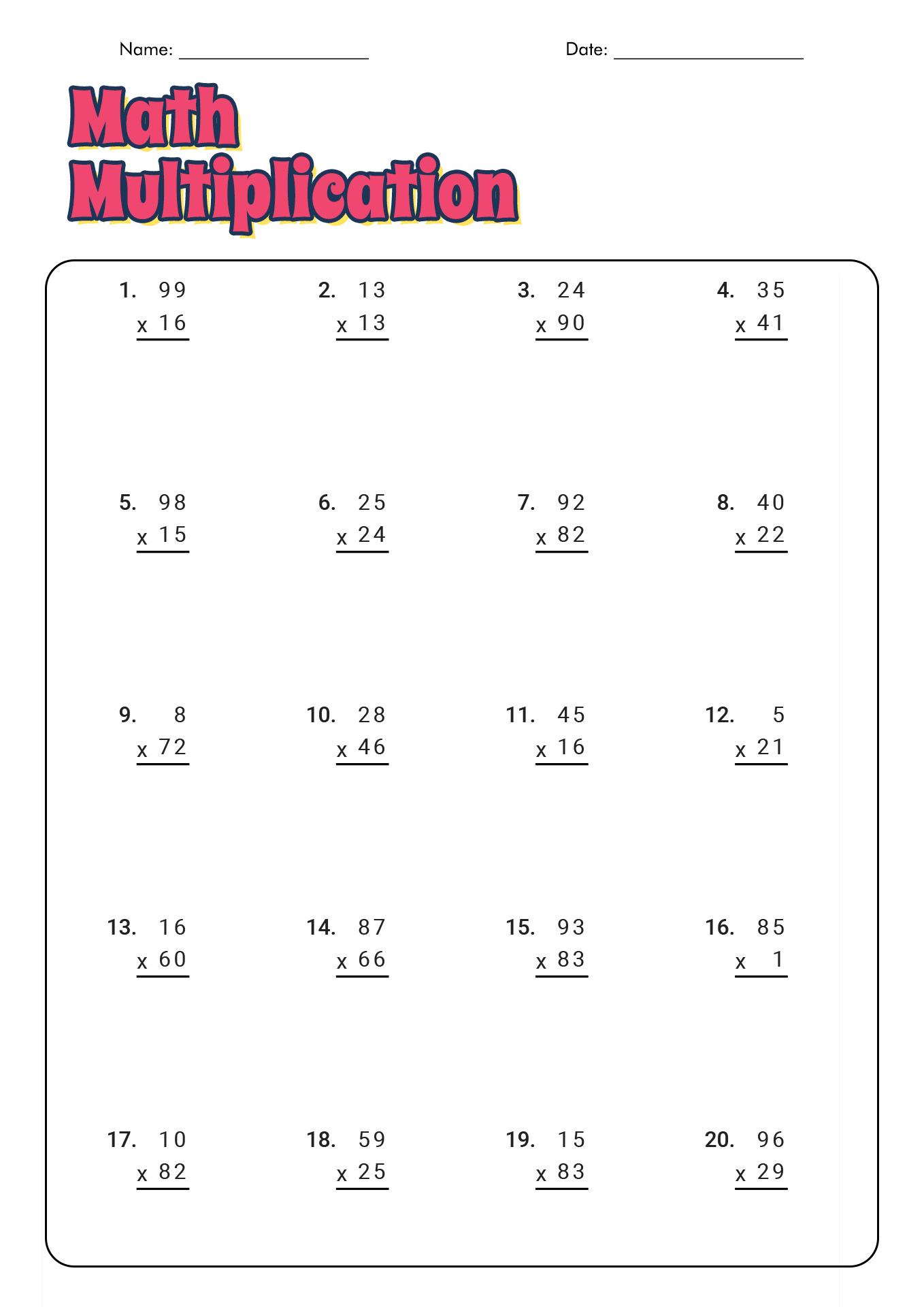11 Best Images of 1 Through 12 Multiplication Worksheets ...
