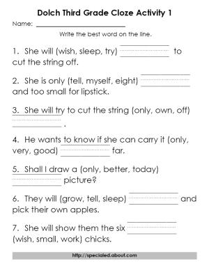 2nd Grade Sight Words Cloze Worksheets Image