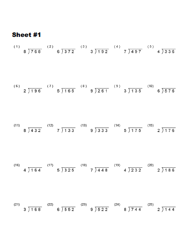 5th Grade Long Division Worksheets