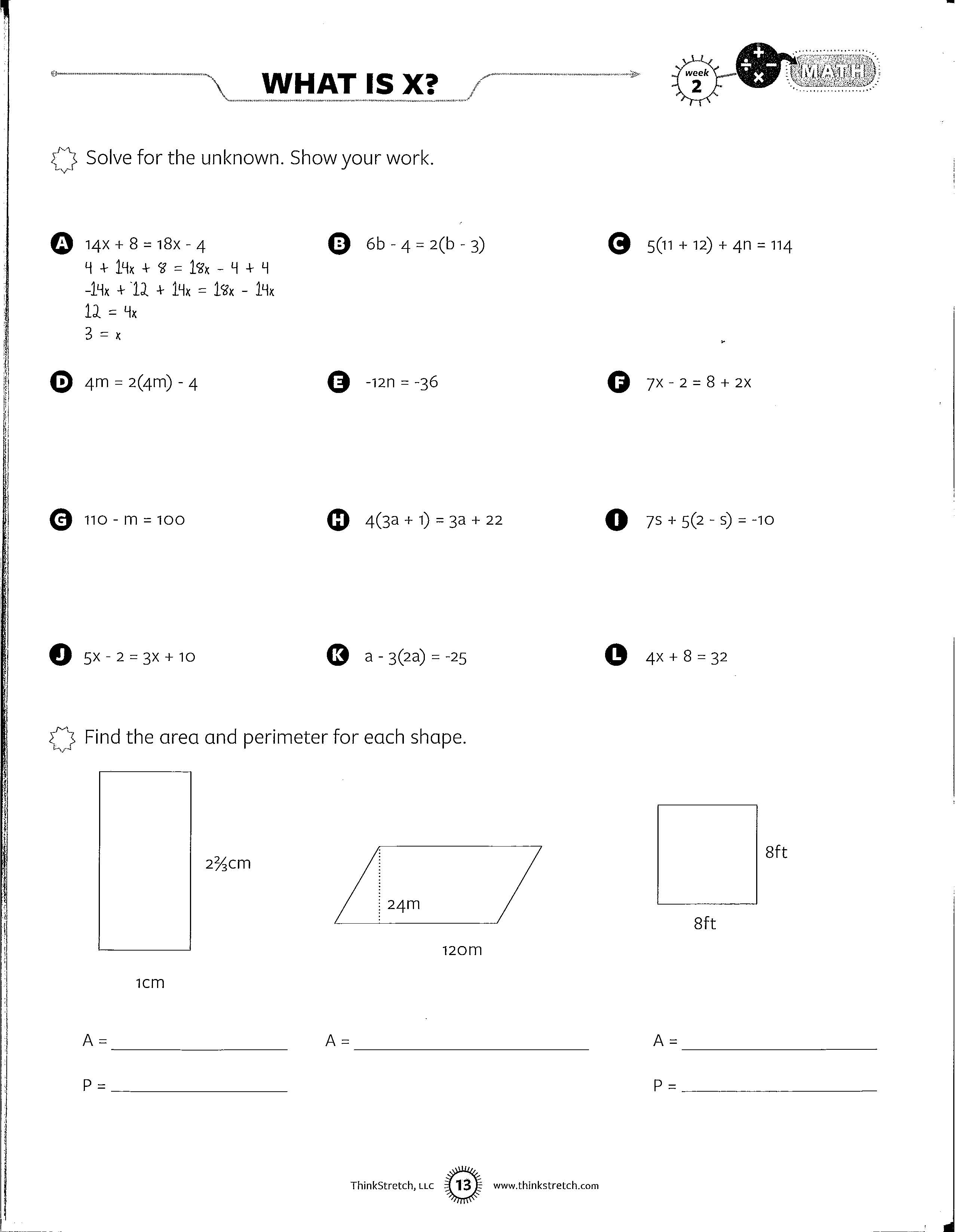7th 8th Grade Math Worksheets Image