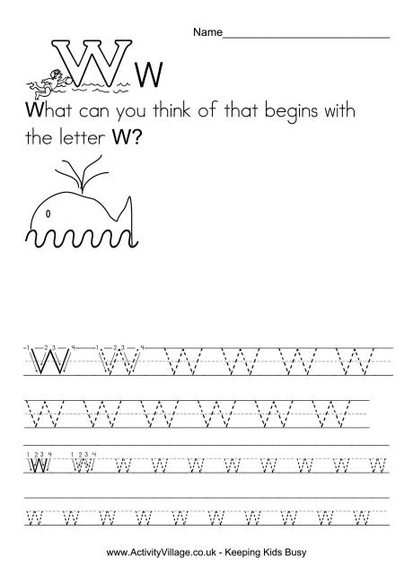 Alphabet Letter W Handwriting Worksheets Image