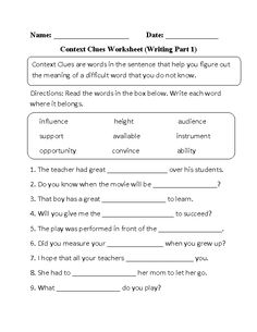 Context Clues Worksheets Image