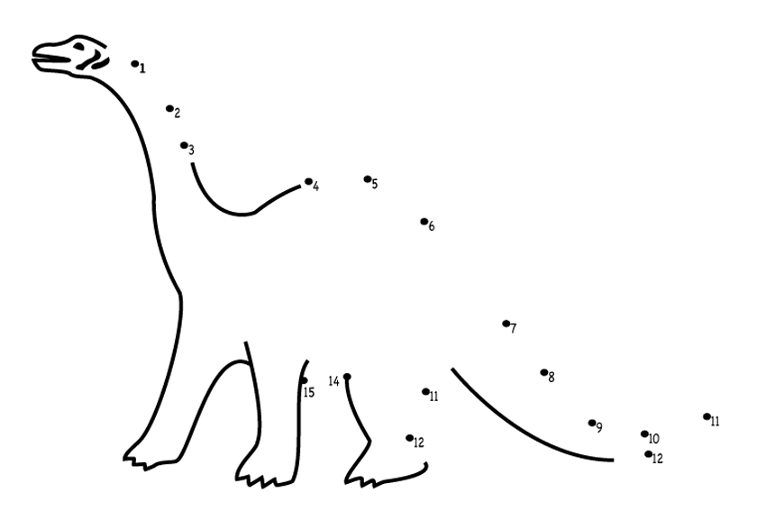 Dinosaur Connect the Dots Coloring Pages Image