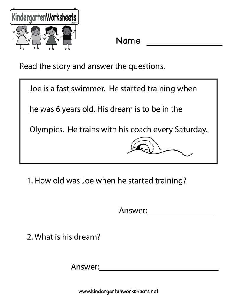 Free Kindergarten Reading Worksheets