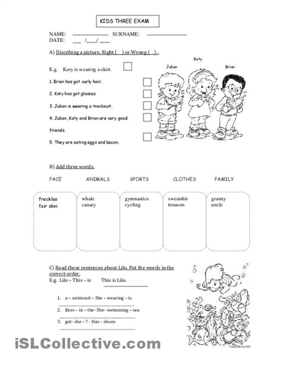 Free Printable French Worksheets for Kids