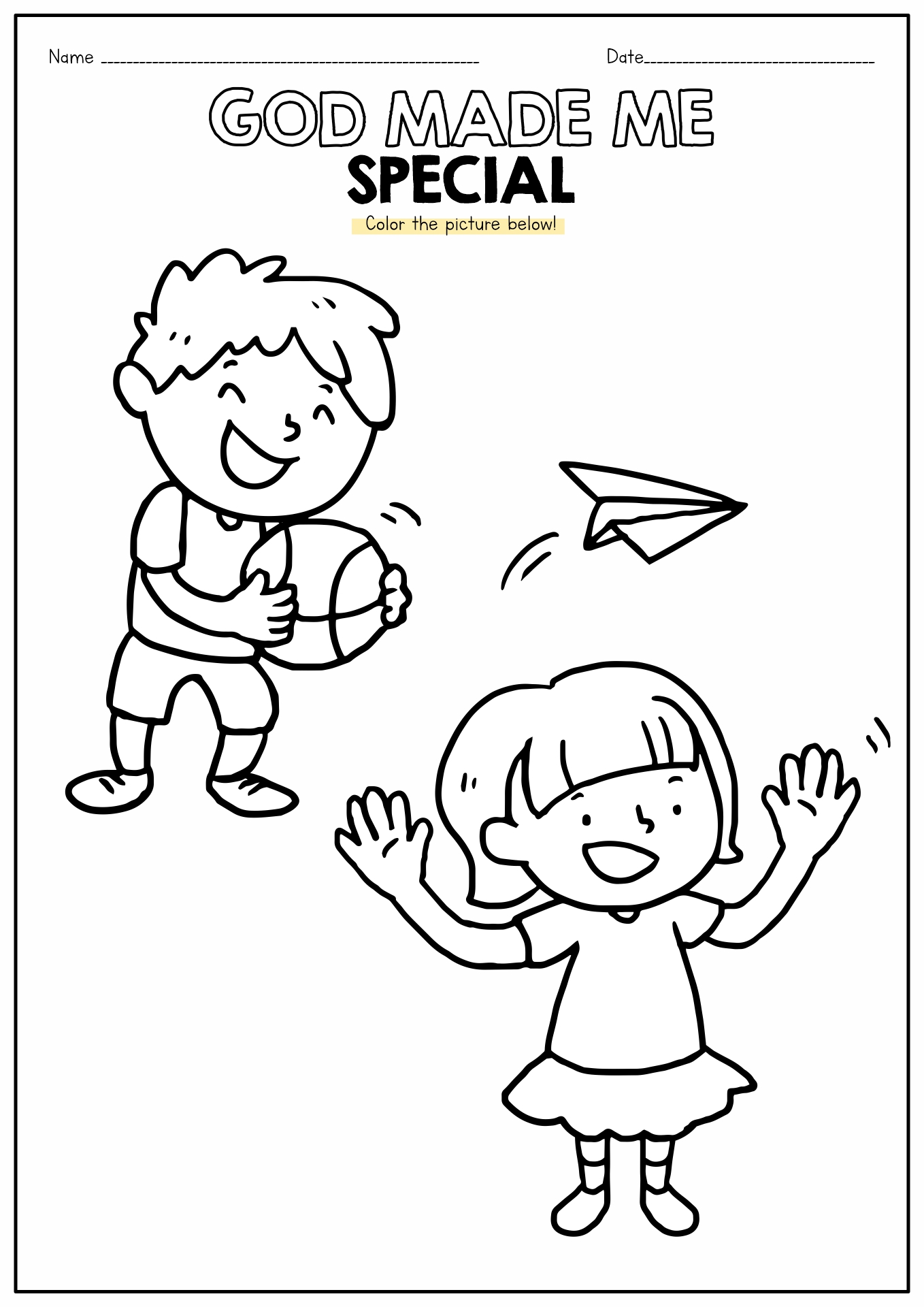 God Made Me Coloring Pages for Preschool