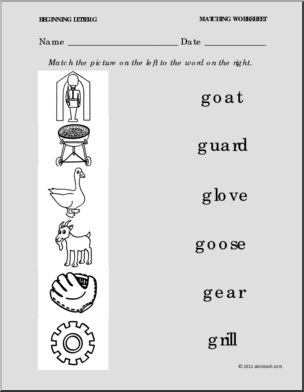Letter G Words Kindergarten Image