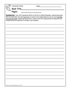 Literature Circle Role Worksheets