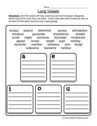 Long and Short Vowels Worksheets 2nd Grade Image