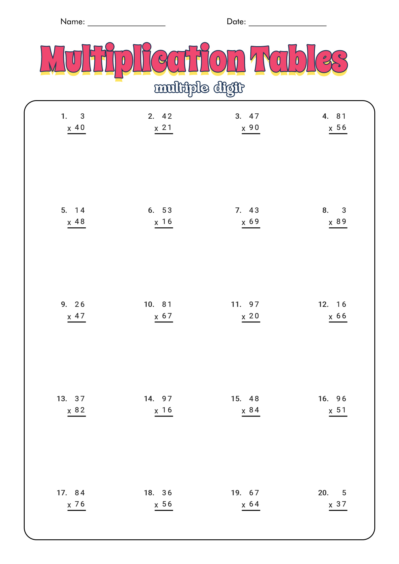 11 Best Images of 1 Through 12 Multiplication Worksheets ...