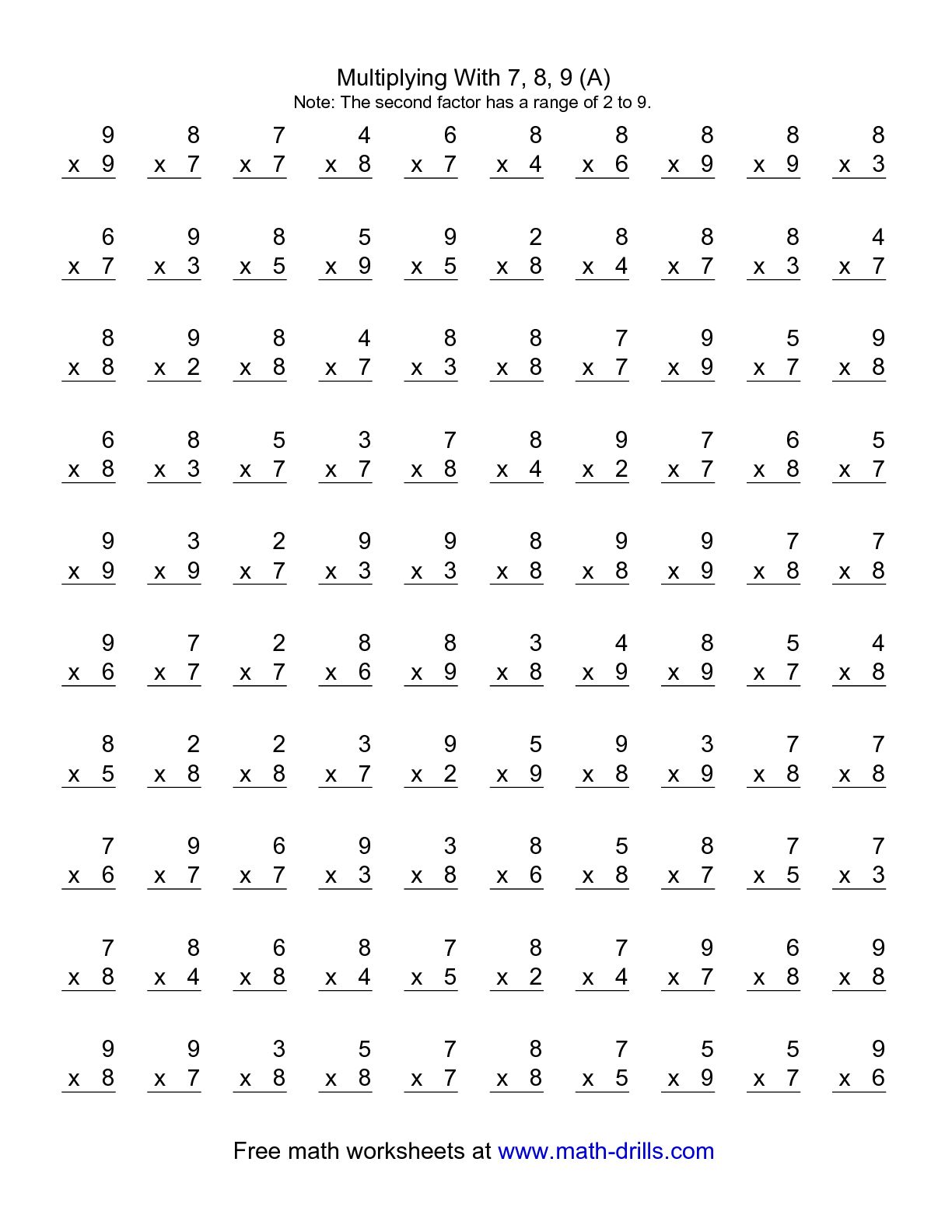 Multiplication Worksheets 100 Image