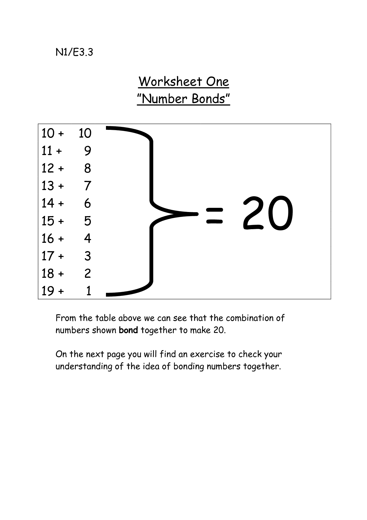 Number Bond Worksheet Printables Image