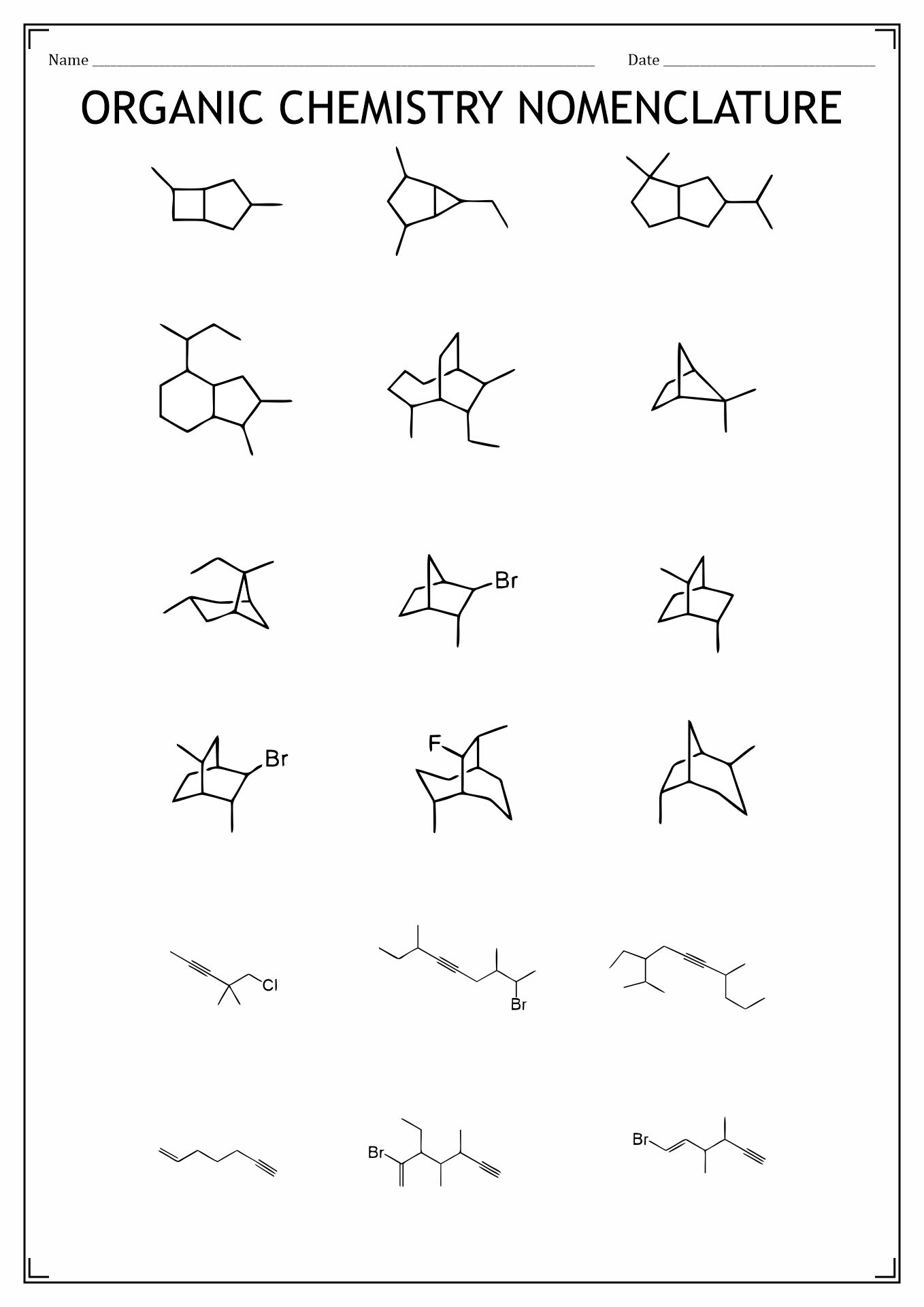 Organic Chemistry Nomenclature Practice Image