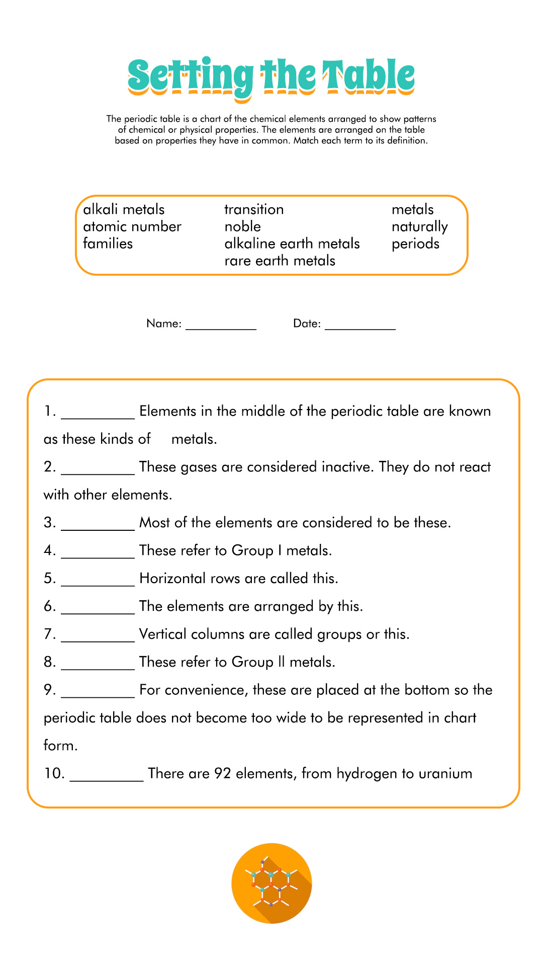 Periodic Table Worksheet Answers Image