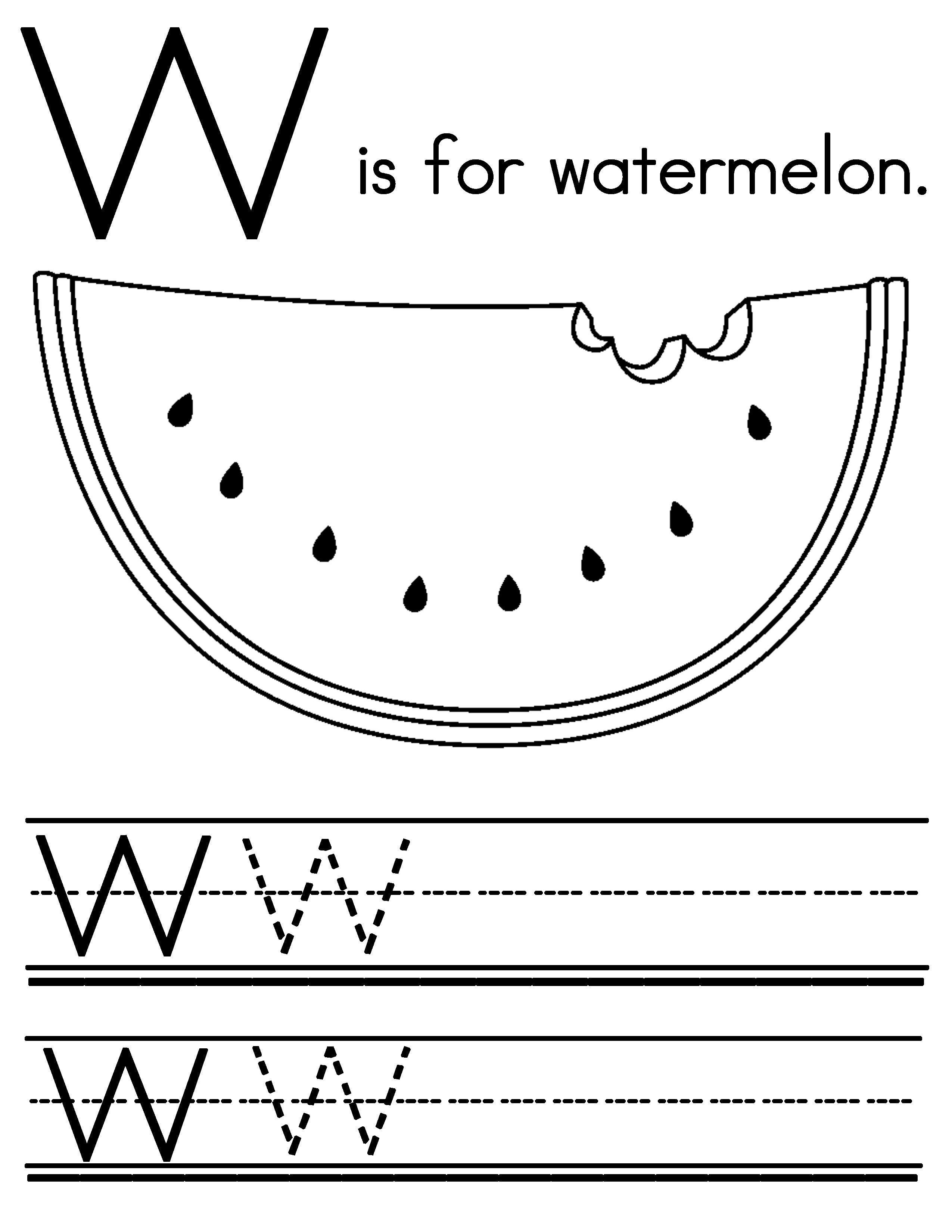 Preschool Watermelon Coloring Sheets Image