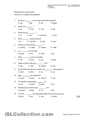 Printable Grammar Worksheets Elementary