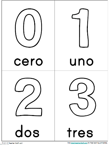 Printable Spanish Numbers Image