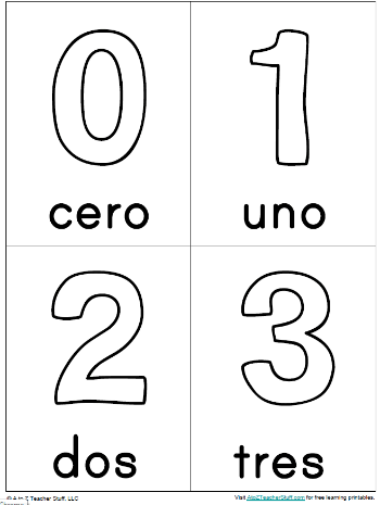 Printable Spanish Numbers
