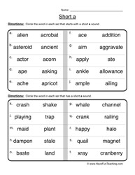 Short Vowel Sounds Worksheets Image