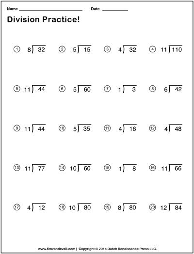 Simple Division Worksheets Printable