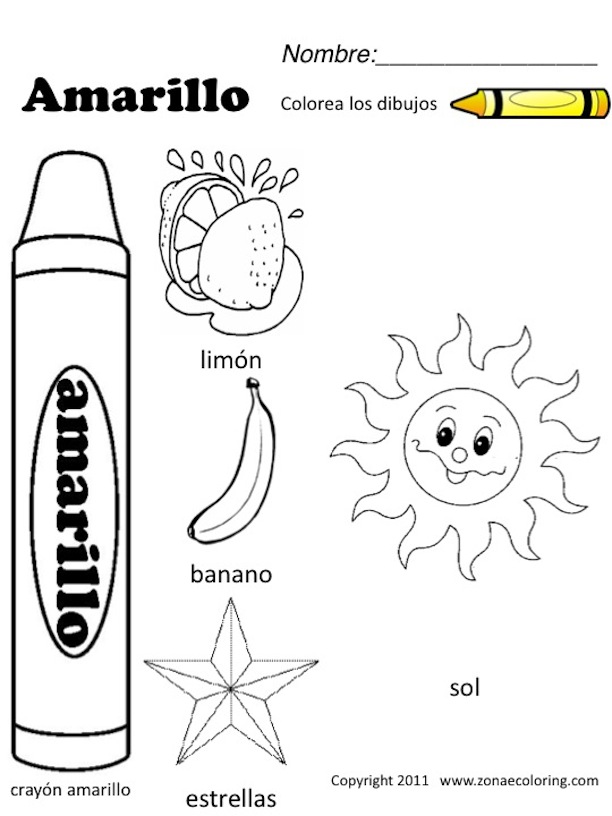 Spanish Colors Coloring Worksheet