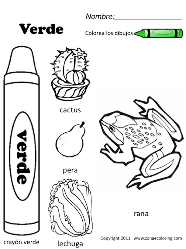 Spanish Colors Coloring Worksheet