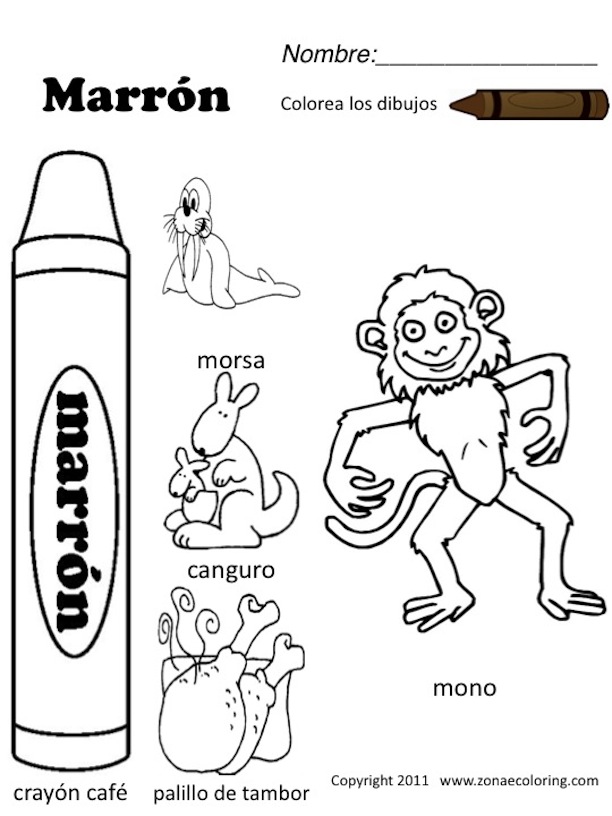 Spanish Colors Coloring Worksheet