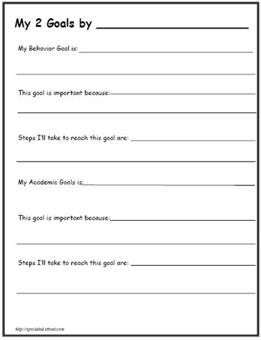 Student Goal Setting Worksheet Image
