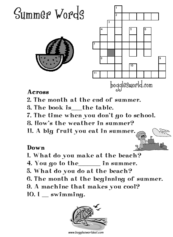 Summer Crossword Puzzles Image