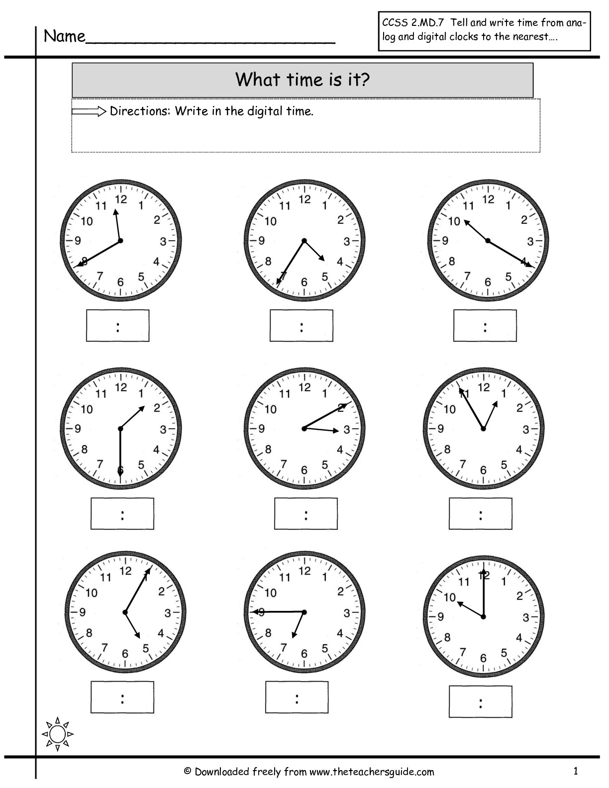 Telling Time Worksheets to Nearest 5 Minutes Image