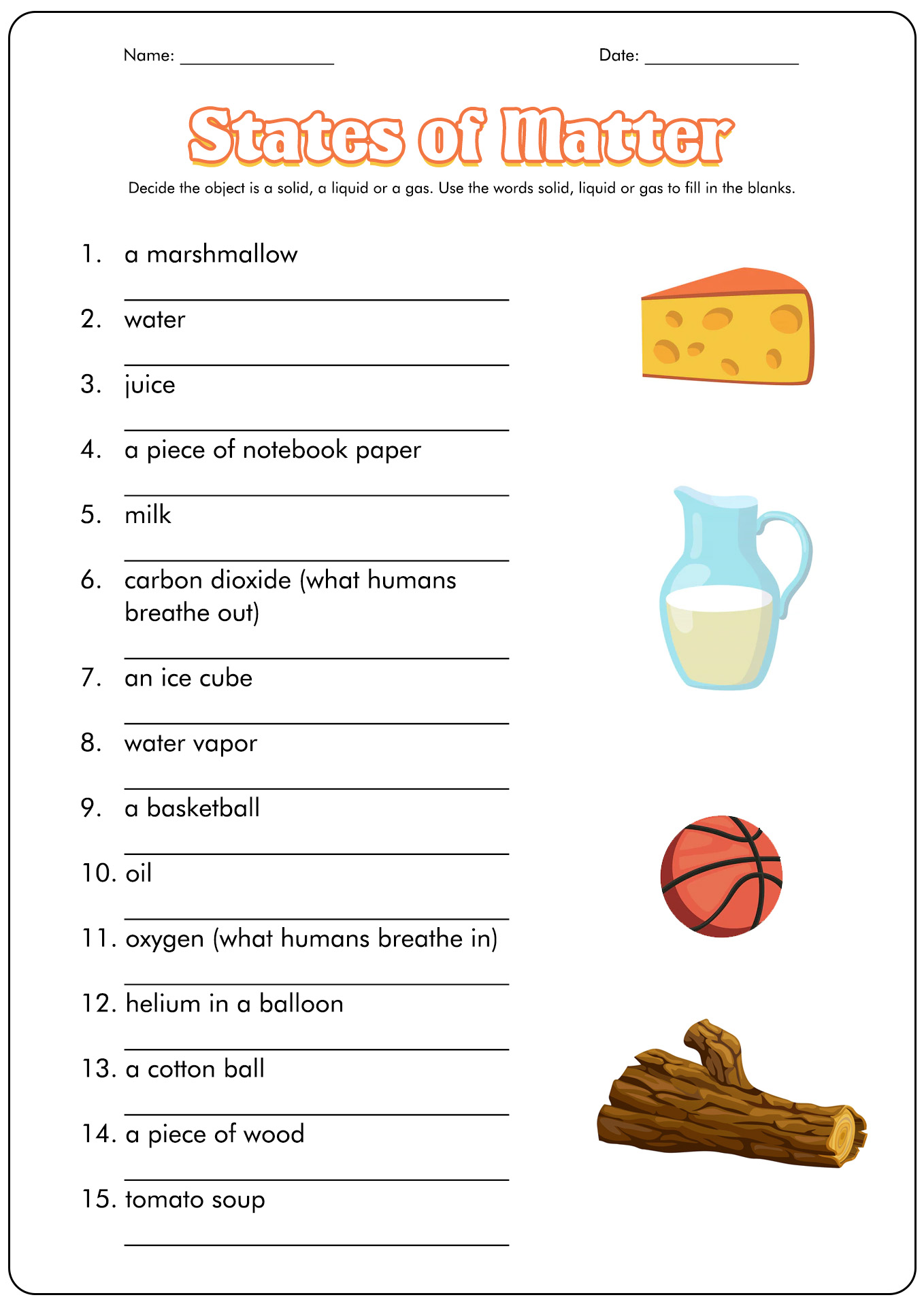 4th Grade Matter Worksheets