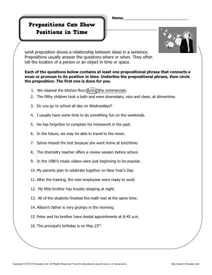5th Grade Prepositions Worksheets Image
