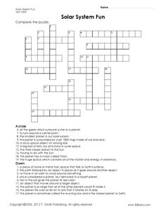 6th Grade Solar System Crossword Puzzle Image