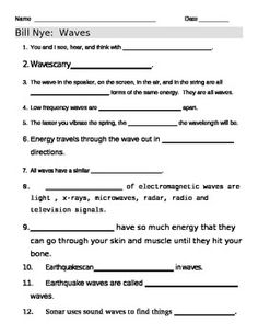 Bill Nye Waves Worksheet Answers