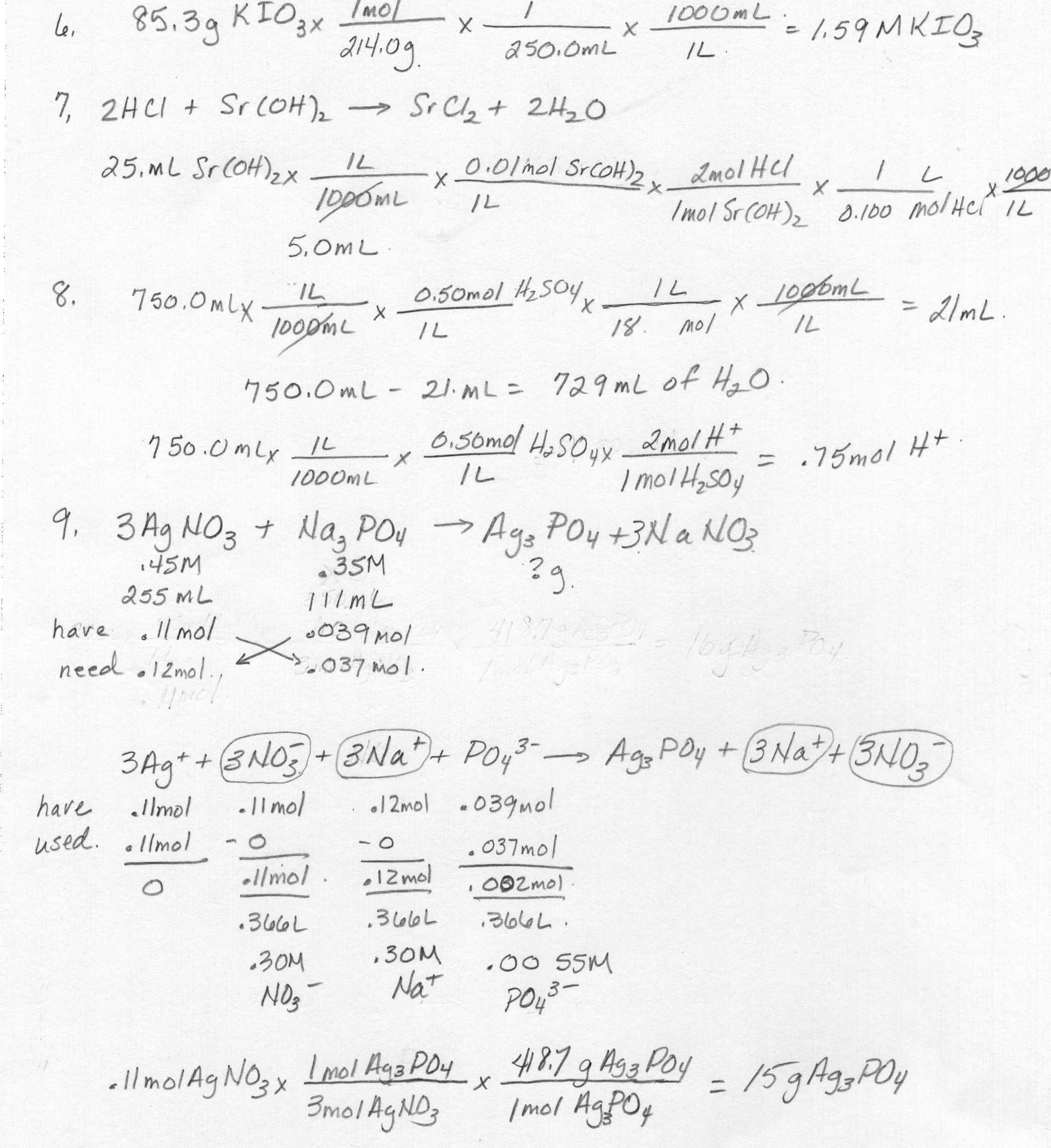 Chemistry Chapter 4 Test Answers