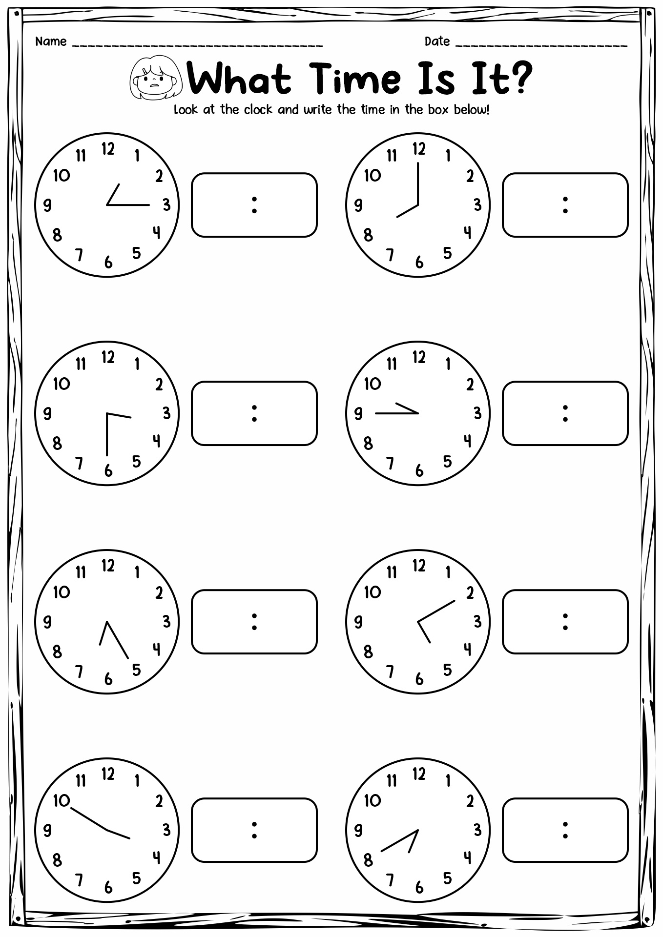Clock Time Practice Worksheet Image