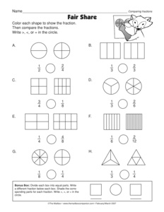 Comparing Fractions Worksheets Image